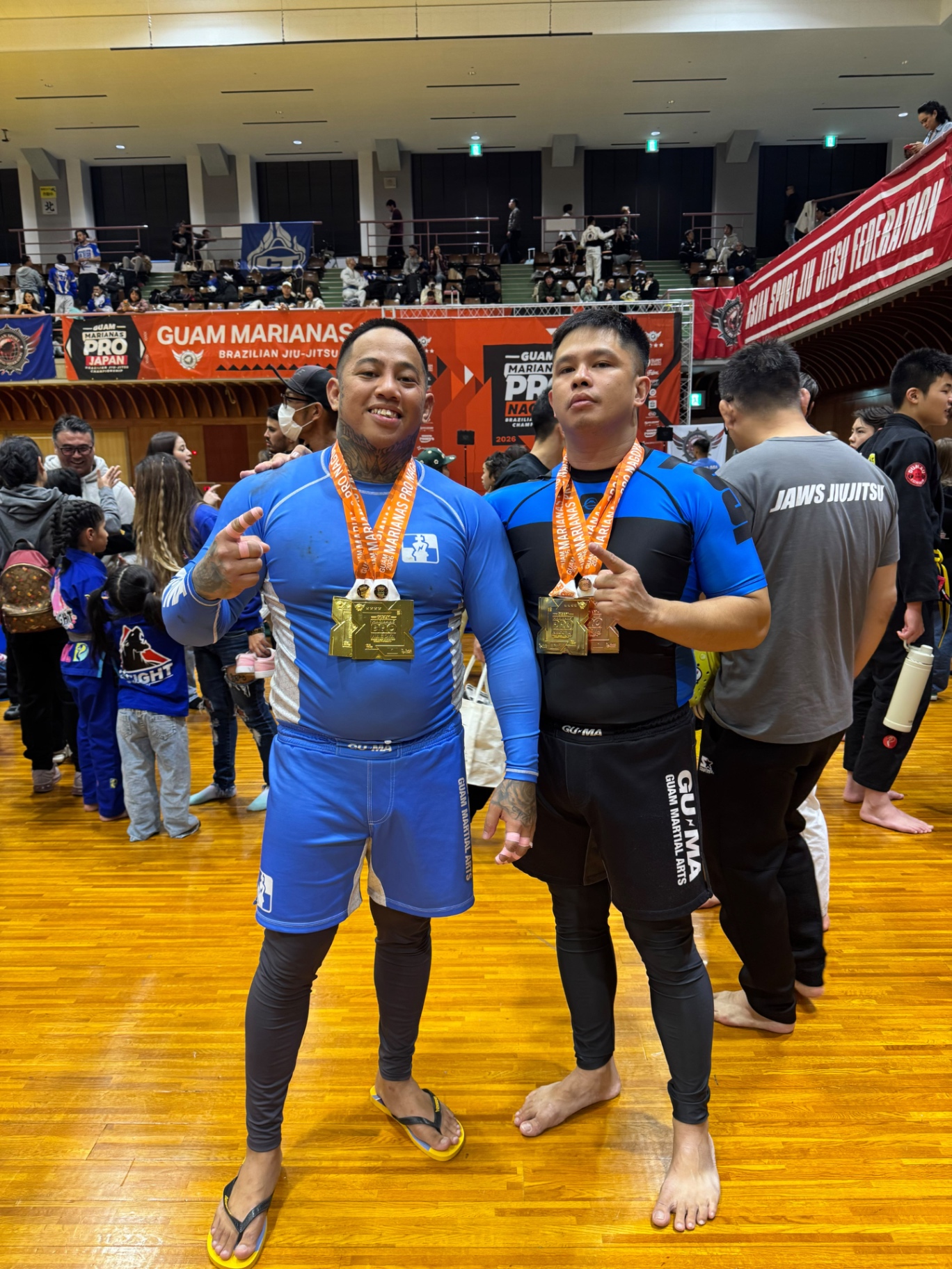 Kevin Miranda with a teammate at Guam Marianas Pro Japan