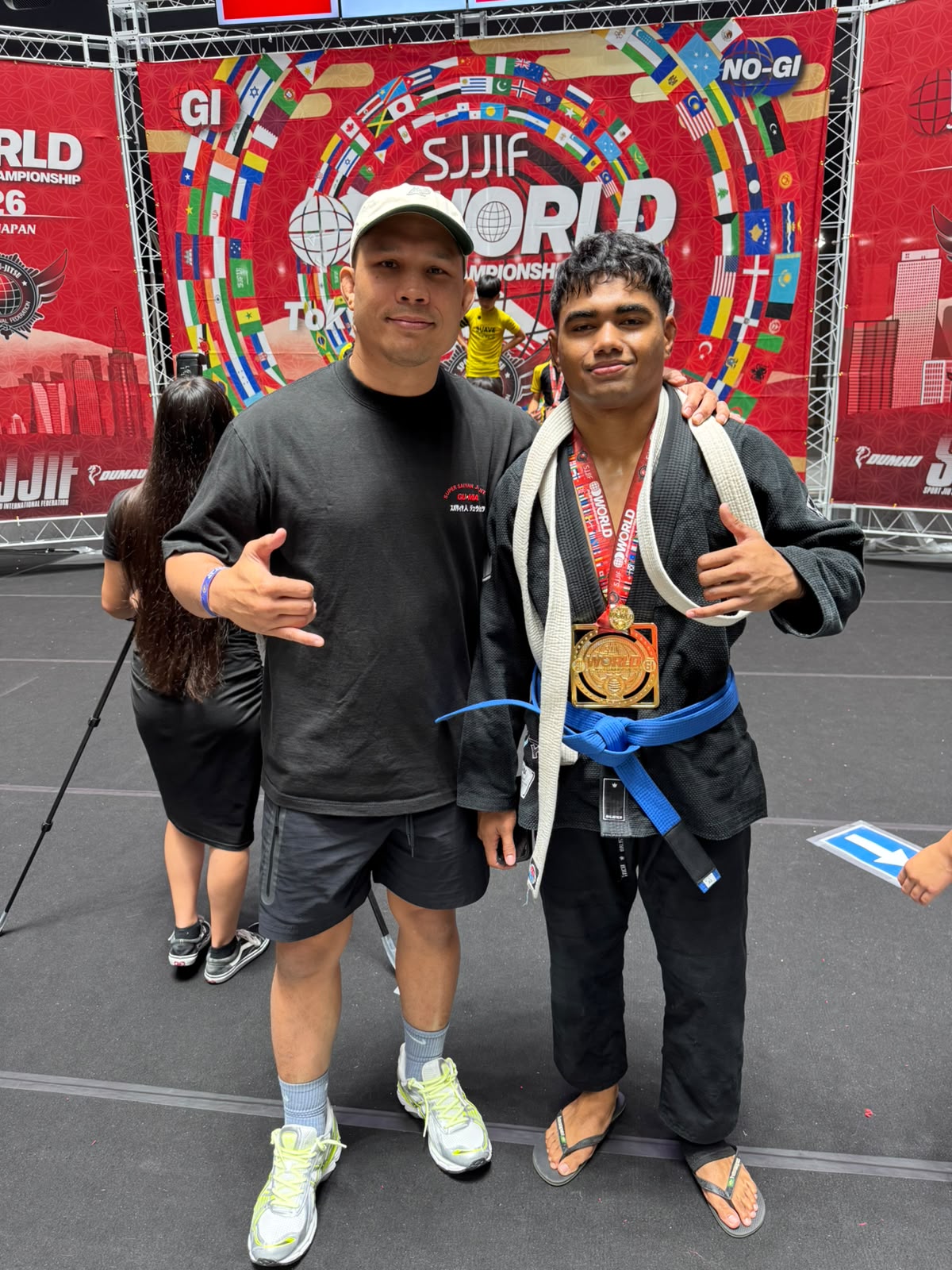 Jasper Alpet with Sensei Jon Tuck at the SJJIF World Championships