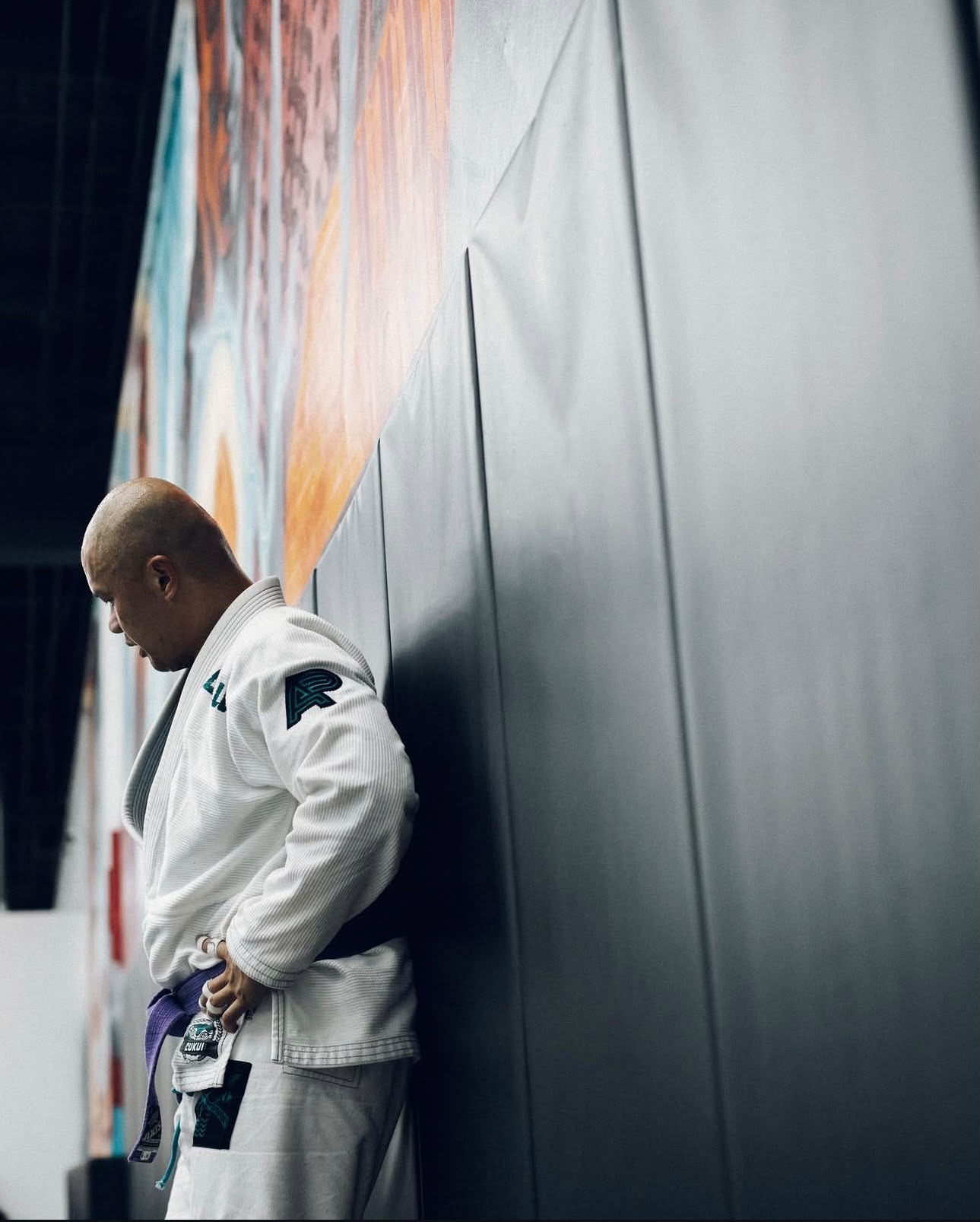 Richard Pilarca in his white gi at the gym