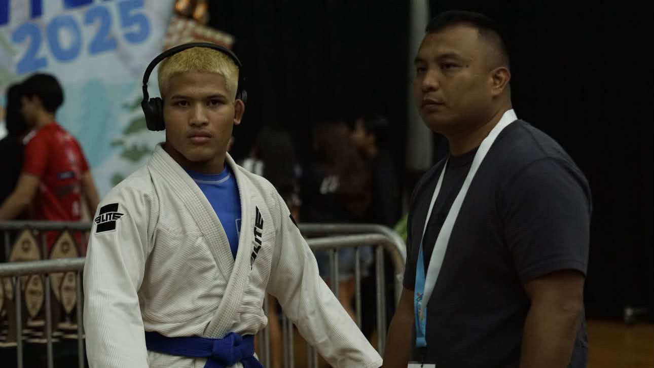 EthanRay Paulino with Coach at IBJJF 2025